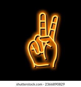 peace hand gesture neon light sign vector. peace hand gesture illustration