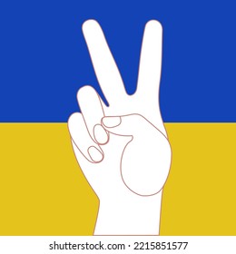 Peace hand gesture sign in fingers. Peace concept.Vector sketch illustration