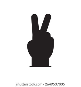 Peace hand gesture silhouette vector icon isolated on white background