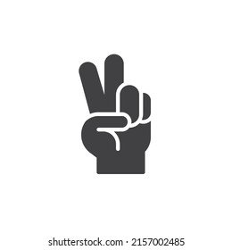 Icono vector gesto de paz. signo plano relleno para concepto móvil y diseño web. Dos dedos, un icono de glifo de paz. Símbolo, ilustración del logotipo. Gráficos vectoriales