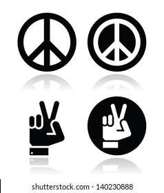 Peace, hand gesture vector icons set 
