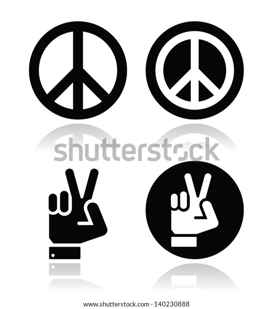 Peace Hand Gesture Vector Icons Set Stock Vector (Royalty Free) 140230888