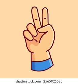 Peace Hand Gesture Vector Illustration Icon. Flat Cartoon Style