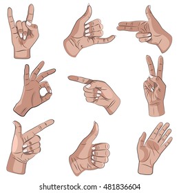 Peace hand gesture vector. Realistic human hands on a white background.