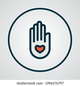 Peace hand icon colored line symbol. Premium quality isolated palm element in trendy style.