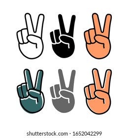 Peace hand icon, victory hand icon