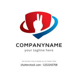 Peace Hand Logo Template Design Vector, Emblem, Concept Design, Creative Symbol, Icon