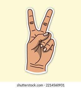 peace hand poses, editable cartoon style sticker vector