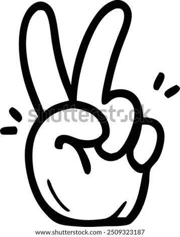 Peace hand sign doodle vector icon