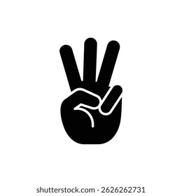 Peace Hand Sign with Finger Outline Icon