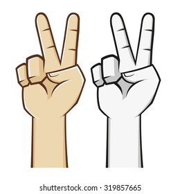 Peace hand sign and symbol, vector illustration