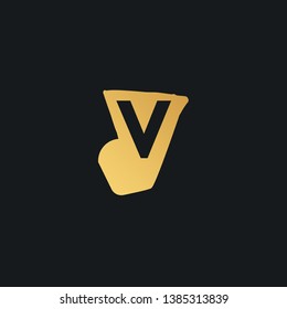 Peace hand sign with v letter logo icon
