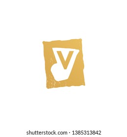 Peace hand sign with v letter logo icon