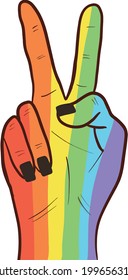 Peace hand sign vector graphics for Pride month.