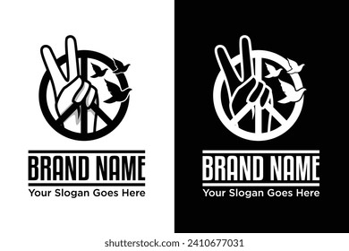 diseño de logotipo vectorial de símbolo de mano de paz