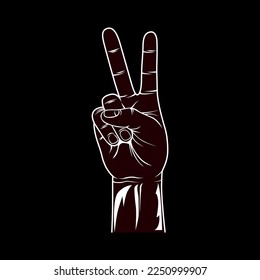 Símbolo de mano de paz para pegatina