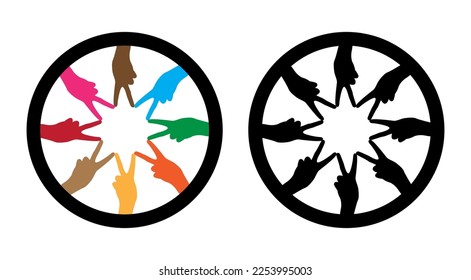 peace hand vector logo symbol of peace and equality between races and classes suitable for racial issues themed designs of various tribes of the world