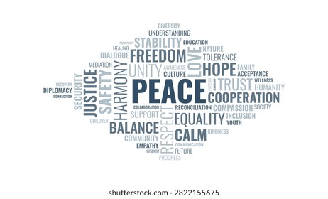 Peace and Harmony Word Cloud Typography Concept with Positive Social Values