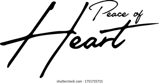 Peace Of Heart Calligraphy Handwritten Typography  Black Color Text On 
White Background