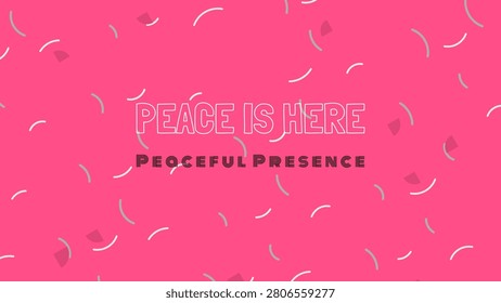 PEACE IS HERE stock lettering artwork with curved mosaic tile accents pattern and thin stroke mask