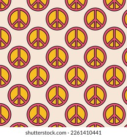 peace hippie seamless pattern.Vector  hippie peace symbol seamless pattern wallpaper print