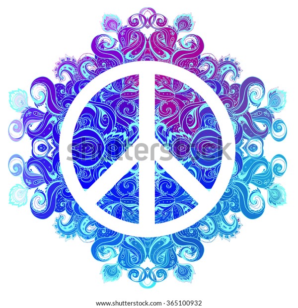 Peace Hippie Symbol Over Decorative Ornate Stock Vector Royalty Free 365100932 Shutterstock 9317