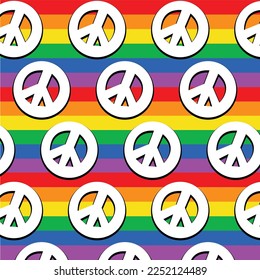 Friedenshippie-Symbol nahtlose Mustergrafik Gay,Lgbt-Rechte, Regenbogendesign für Poster, T-Shirt-Konzept