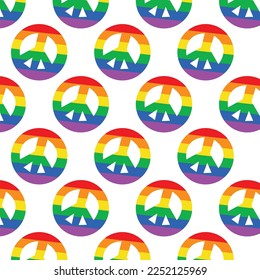 Peace hippie symbol seamless pattern illustration Gay,lgbt rigts,rainbow design for poster, t-shirt concept