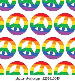 Peace hippie symbol seamless pattern illustration Gay,lgbt rigts,rainbow design for poster, t-shirt concept