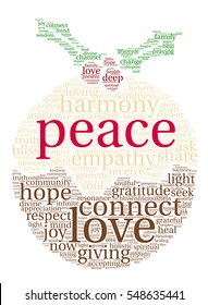 Peace Holidays word cloud on a white background.  