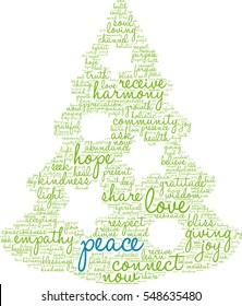 Peace Holidays word cloud on a white background.  