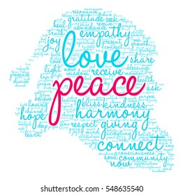 Peace Holidays word cloud on a white background.  