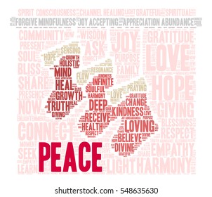 Peace Holidays word cloud on a white background.  
