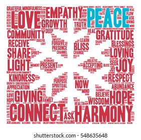 Peace Holidays word cloud on a white background.  