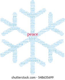 Peace Holidays word cloud on a white background.  
