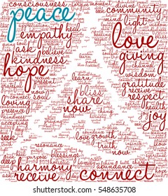 Peace Holidays word cloud on a white background.  