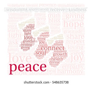 Peace Holidays word cloud on a white background.  