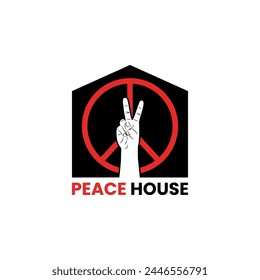 Peace House logo. It showcases a peace symbol and a hand forming a peace gesture. A perfect representation of harmony and tranquility. Peaceful vibes all around