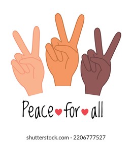 Peace with Human Hands Showing V Sign as Symbol of Friendship and Harmony Vector Illustration