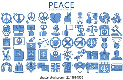 Peace and human rights icon set. Included the icons as peace, activism, pacifism, freedom, hand shake, global and more. Used for web, UI, UX kit and applications, vector EPS 10 ready convert to SVG