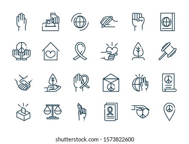 peace and human rights icons set line vector illustration peace and human rights icons set line vector illustration
