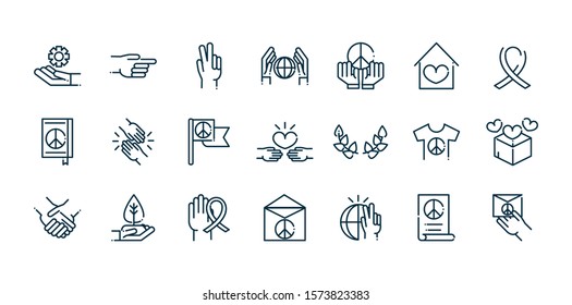 peace and human rights icons set line vector illustration peace and human rights icons set line vector illustration