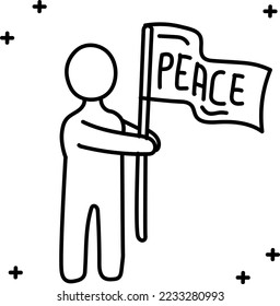Peace and human rights line art icon hand drawn vector design