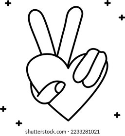 Peace and human rights line art icon hand drawn vector design