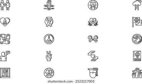 Peace humanrights icons High-Quality Vector Icons Collection with Editable Stroke. Ideal for Professional and Creative Projects.