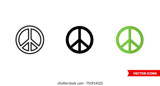 Peace icon of 3 types: color, black and white, outline. Isolated vector sign symbol.