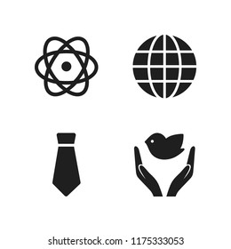 peace icon. 4 peace vector icons set. atomic orbitals, tie and dove of peace icons for web and design about peace theme
