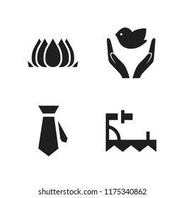 peace icon. 4 peace vector icons set. lotus flower, tie and dove of peace icons for web and design about peace theme