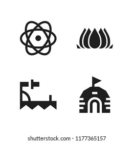 peace icon. 4 peace vector icons set. lotus flower, atomic orbitals and igloo icons for web and design about peace theme