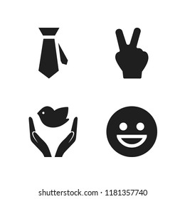 peace icon. 4 peace vector icons set. smiley, peace sign and tie icons for web and design about peace theme